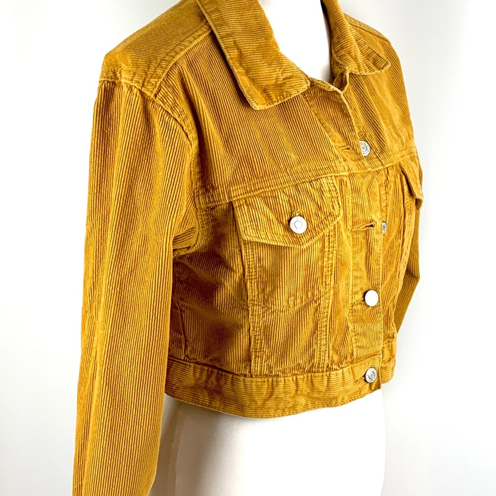 Pac Sun Los Angeles Gold Yellow Corduroy Cropped Long Sleeve Jacket size X-Small - Picture 10 of 15